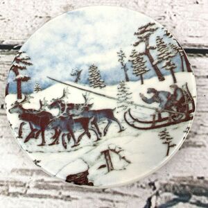 Arabia Finland A‎ Alariesto Reindeer In Wilderness Sledge Plate [1981]